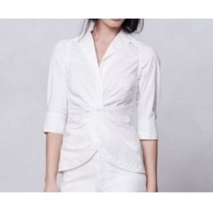 BYRON LARS cream cotton poplin front twist top 4